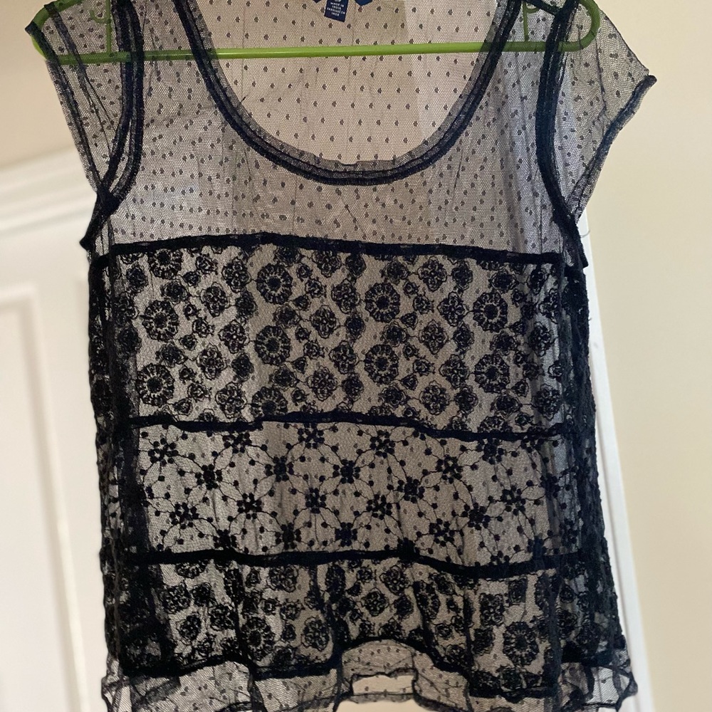 American Eagle Sheer Lace Black Top